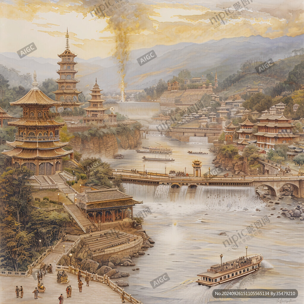 山水畫卷 古鎮風情