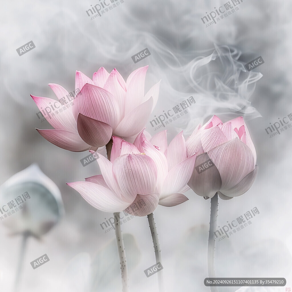 禪意荷花 煙霧繚繞