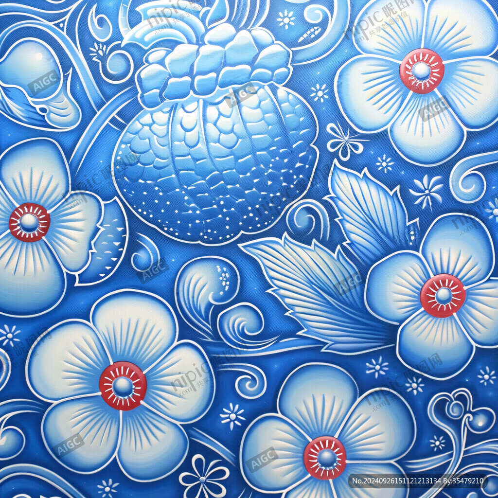 藍(lán)白花卉 精美瓷器