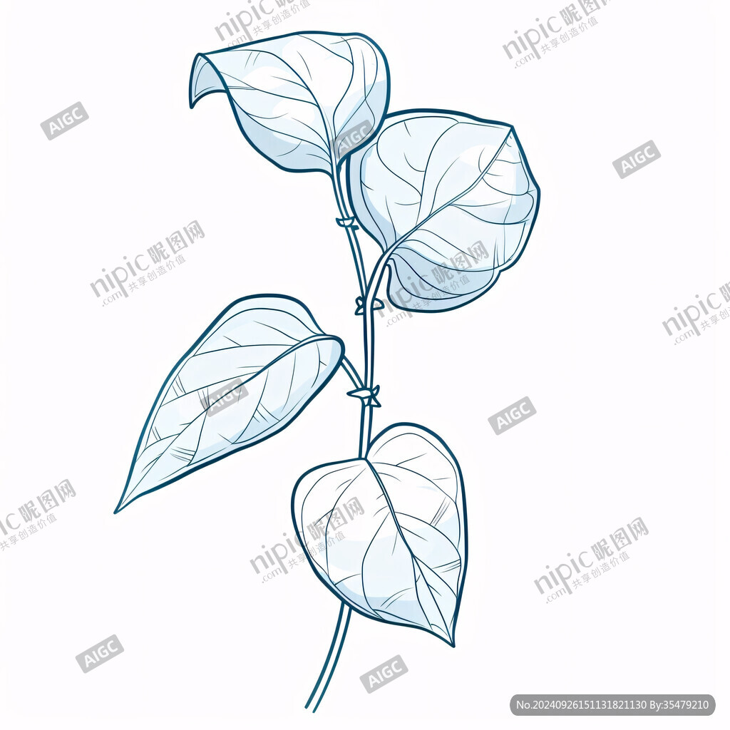 簡約線條植物插畫