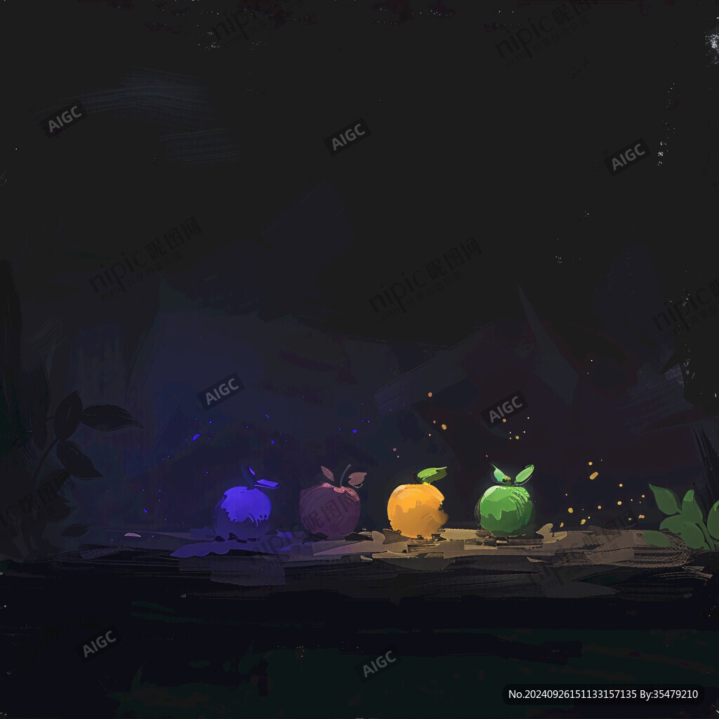 夜色中的四顆蘋果