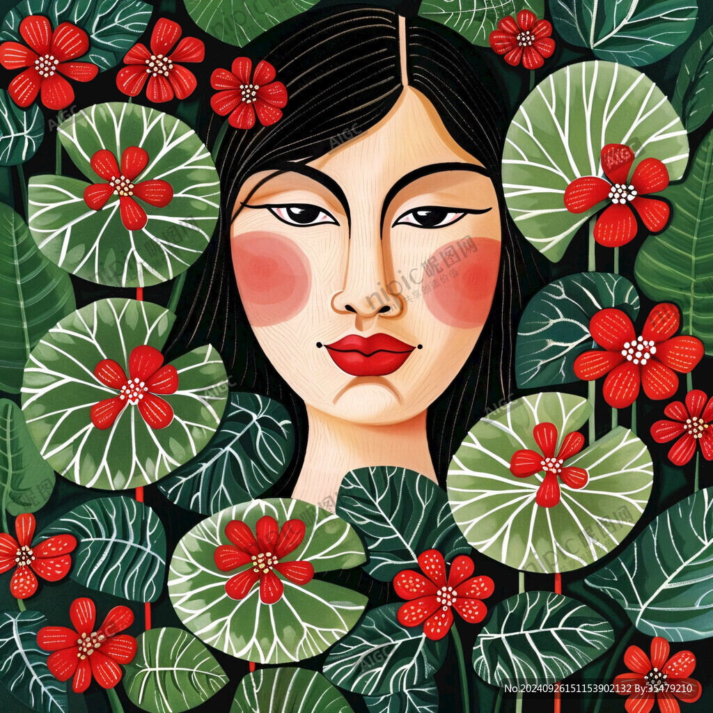 花叢中的她
