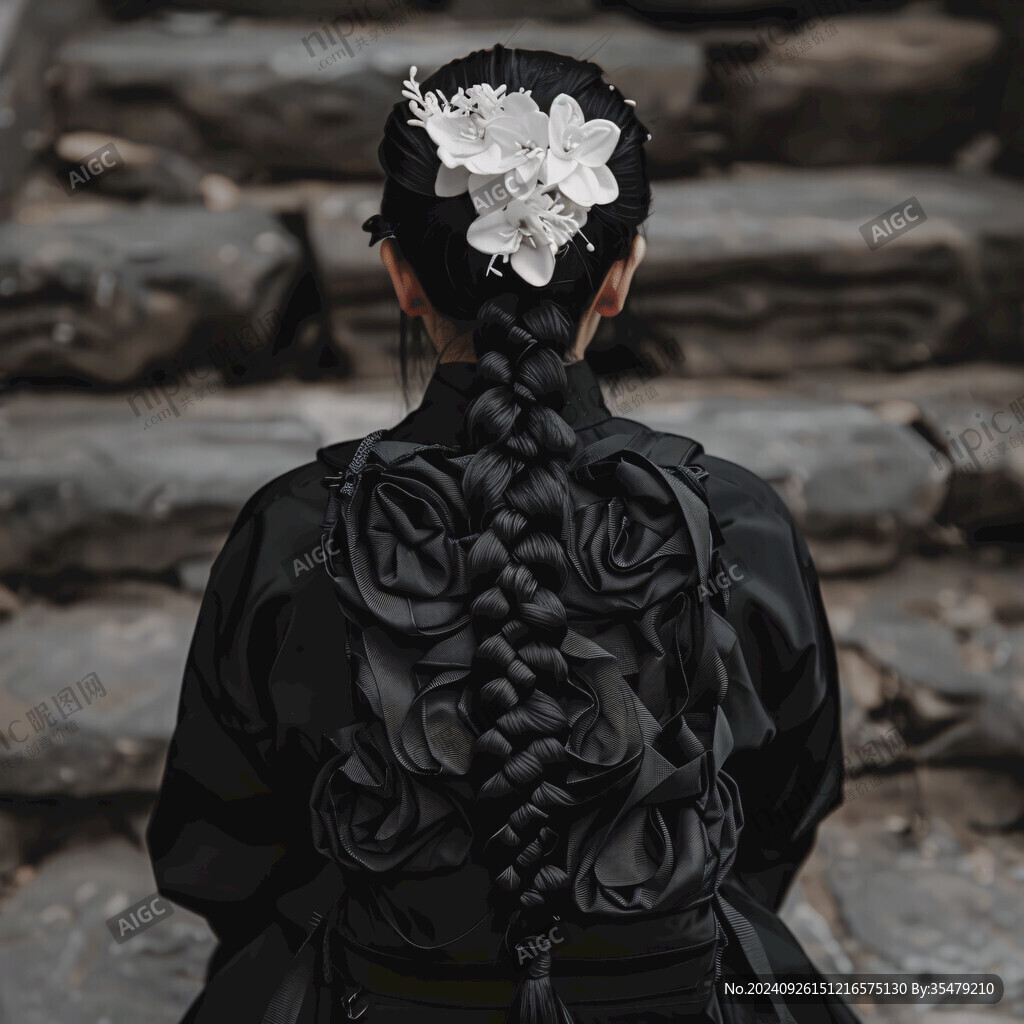 黑衣白花 古典優(yōu)雅