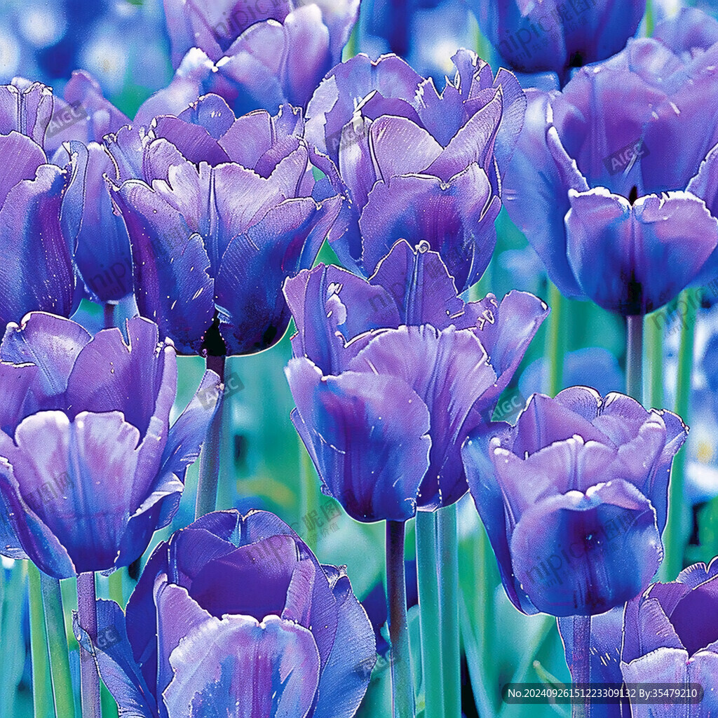 優(yōu)雅的紫色郁金香花海
