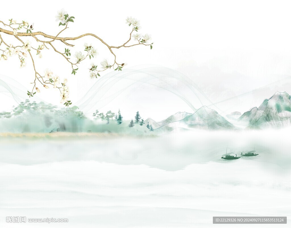 玉蘭花鳥山水