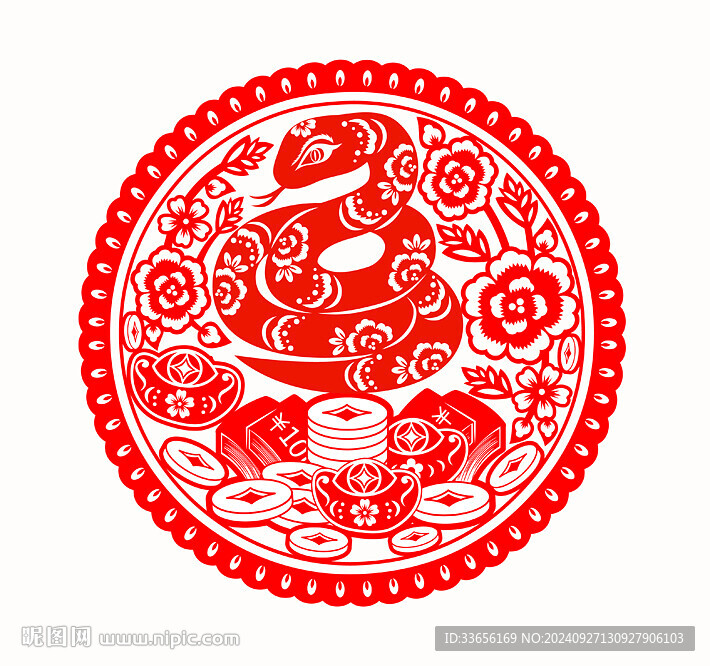 矢量蛇年窗花
