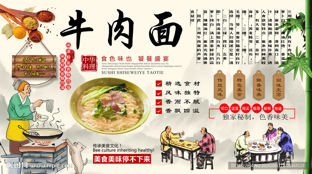 牛肉面背景墻