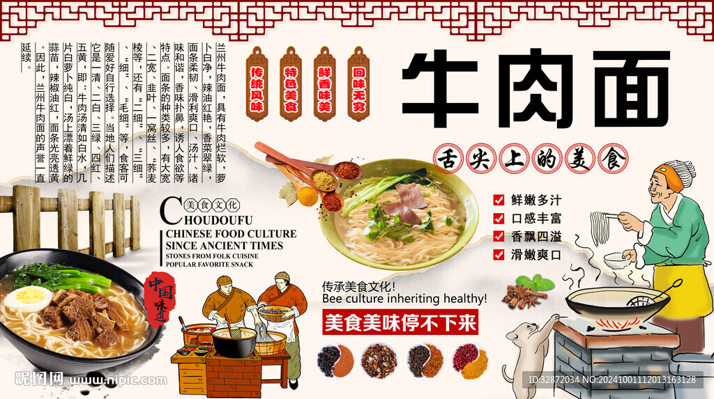 牛肉面背景墻