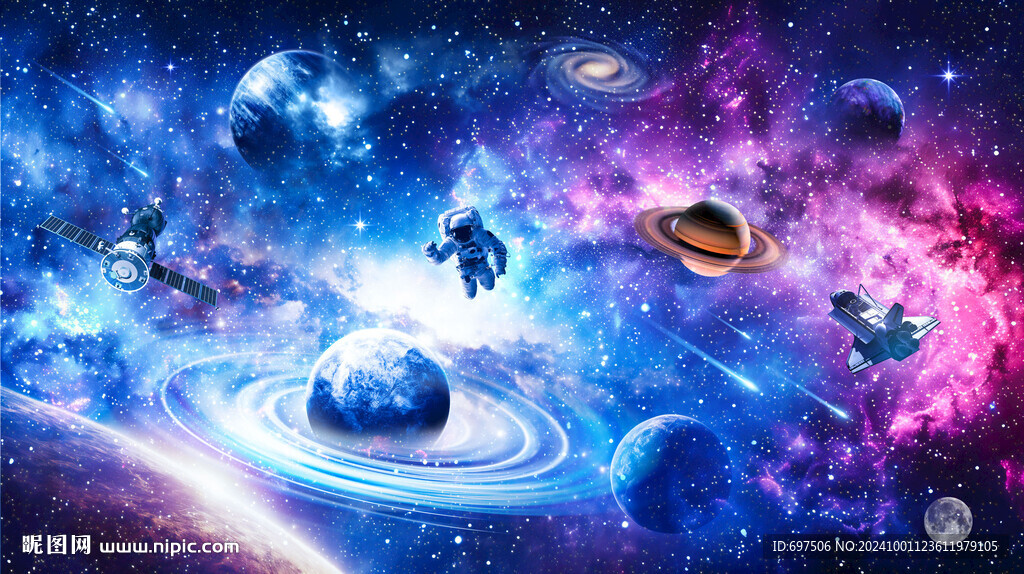 夢幻宇宙星空太空星球宇航員背景