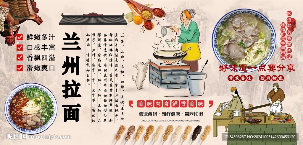 蘭州拉面背景墻