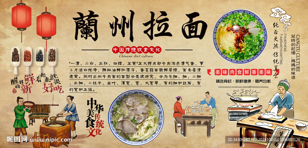 蘭州拉面背景墻