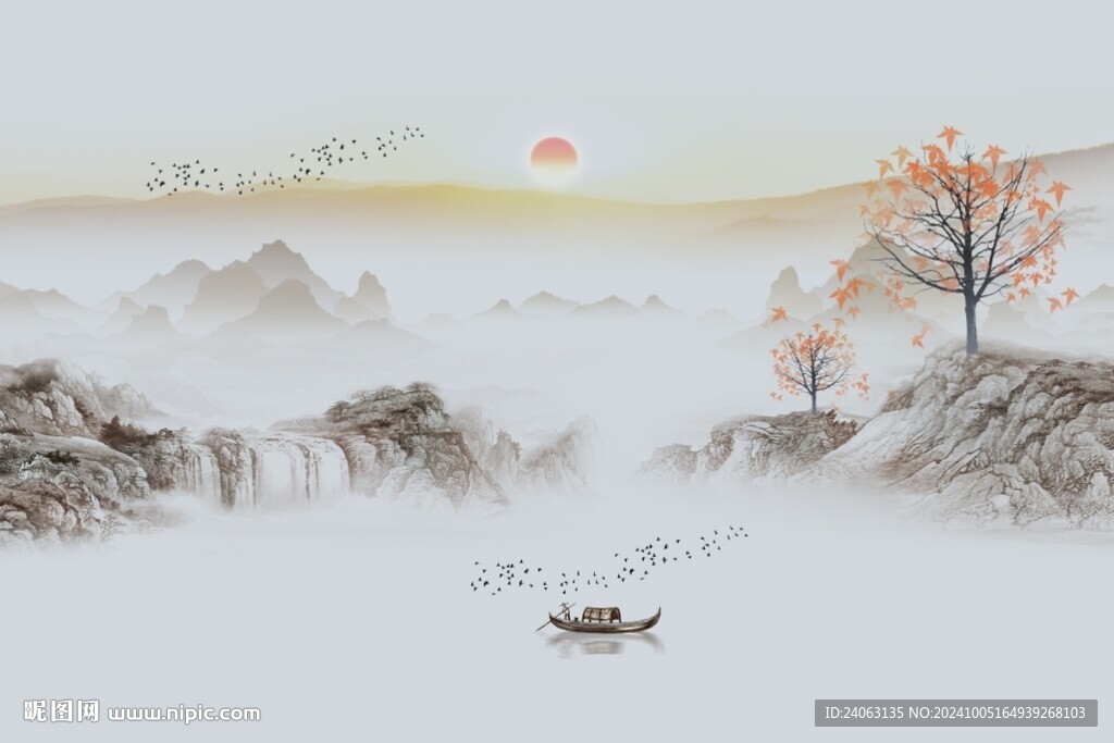 山水畫(huà)背景墻