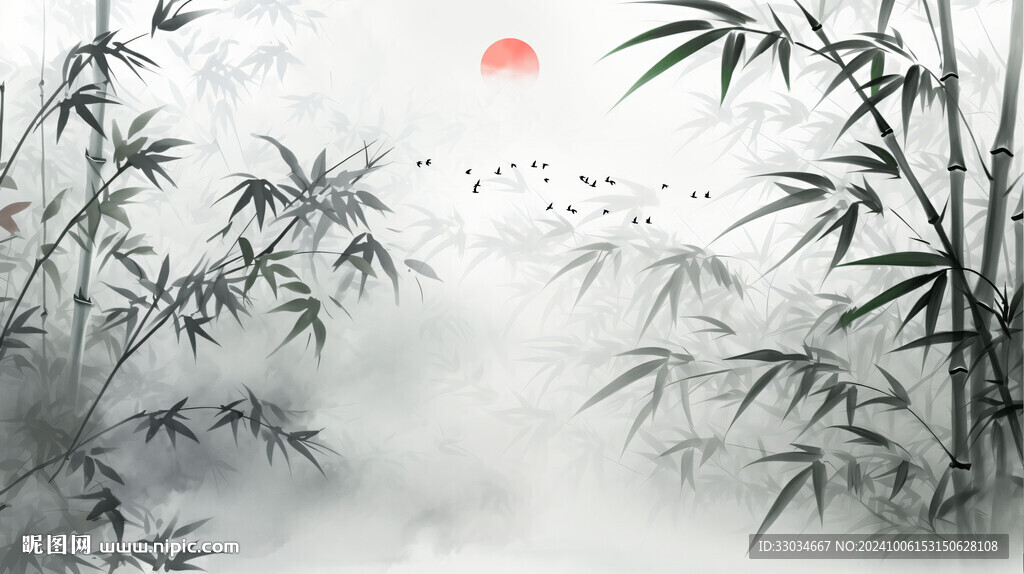 水墨竹子背景墻