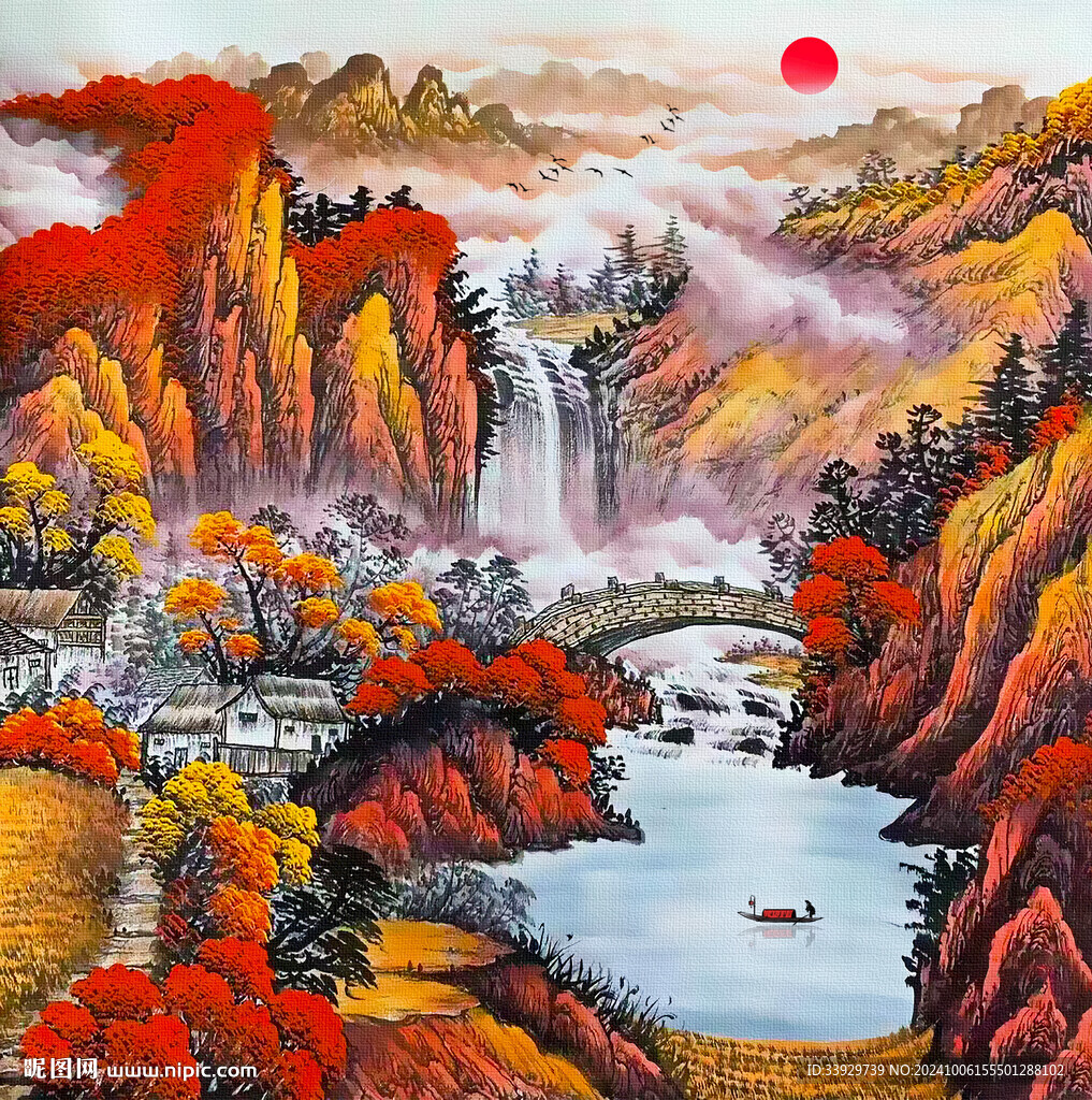 鴻運當頭山水畫