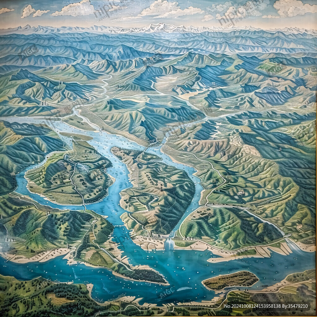 航拍黃土高原的黃河