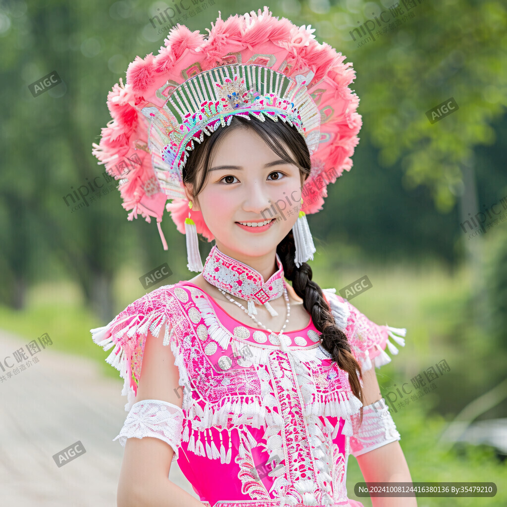 苗族頭飾服裝可愛