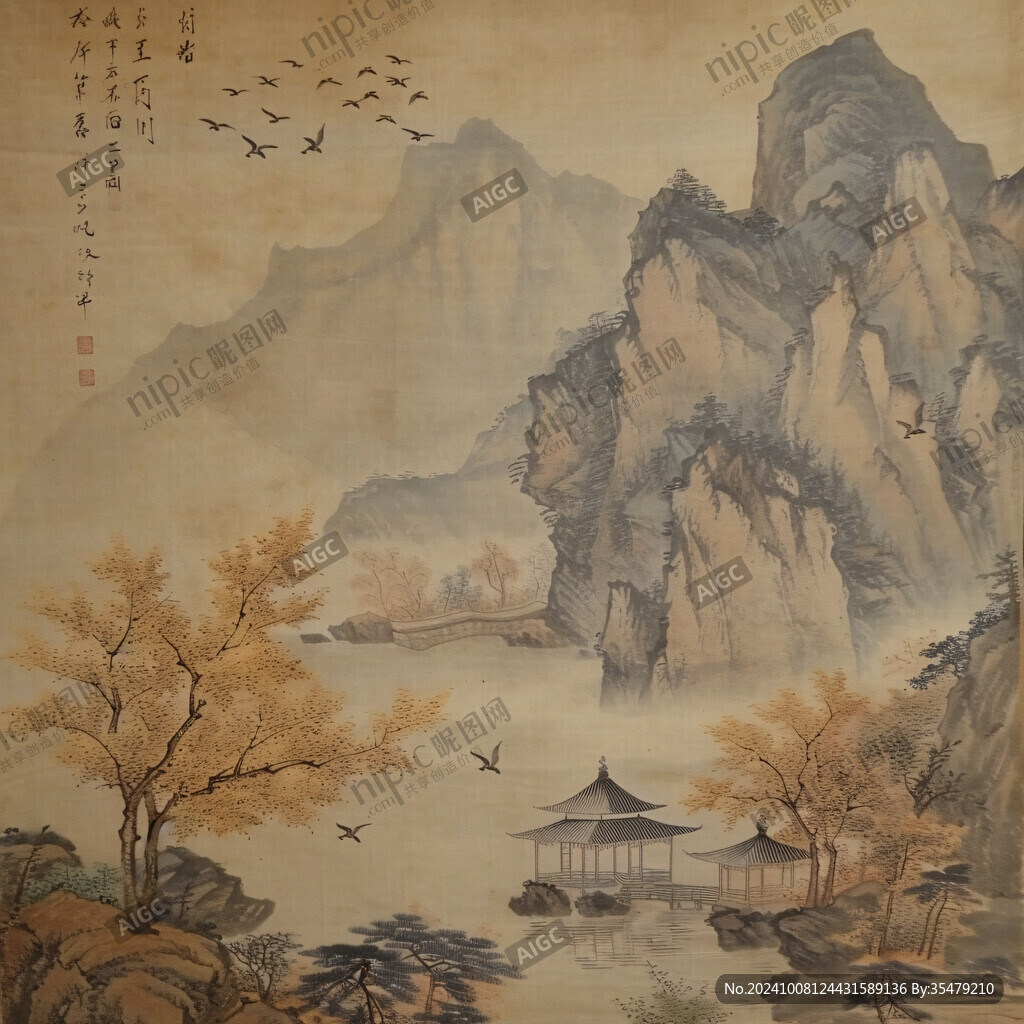 工筆畫金碧山水