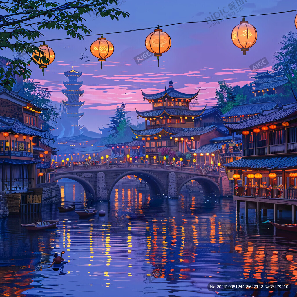 七寶古鎮(zhèn)插畫