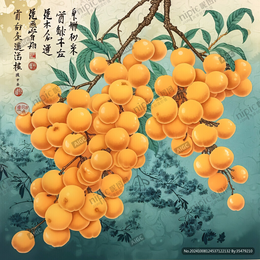 手繪枇杷圖
