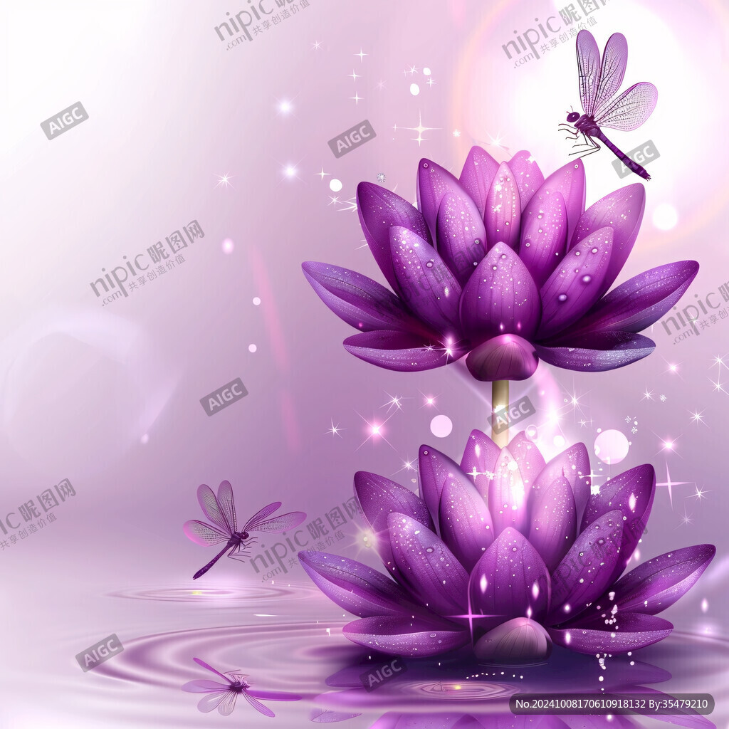 夢(mèng)幻蓮花荷花水紋圖