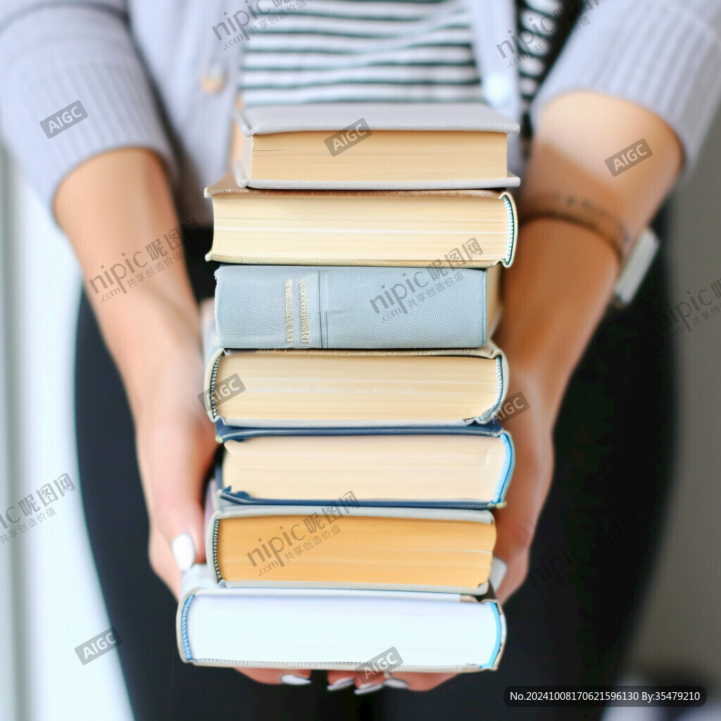 抱著一堆書