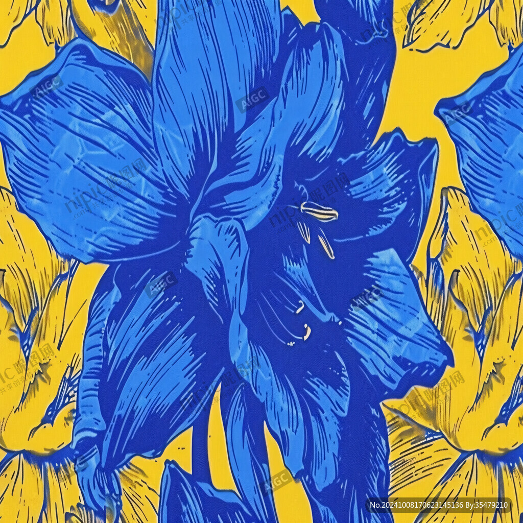 線條色塊花卉
