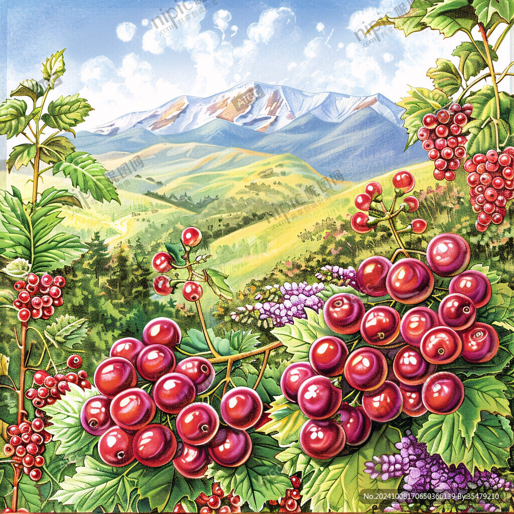 紅醋栗插畫