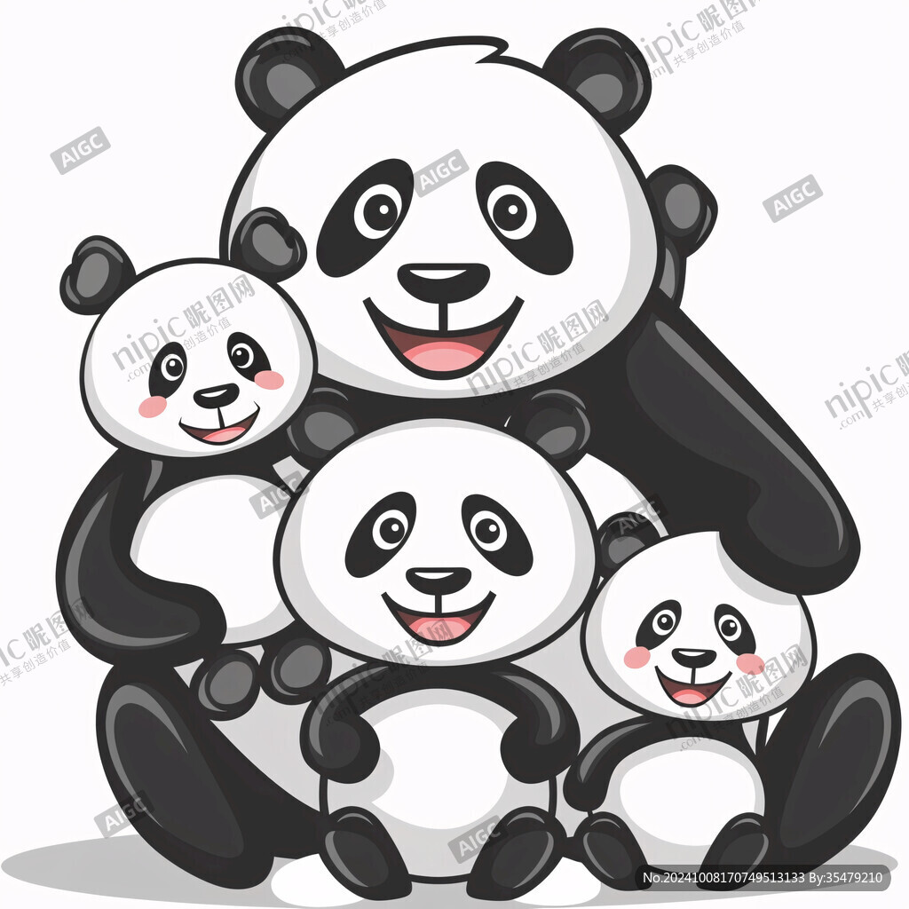 可愛卡通熊貓疊羅漢