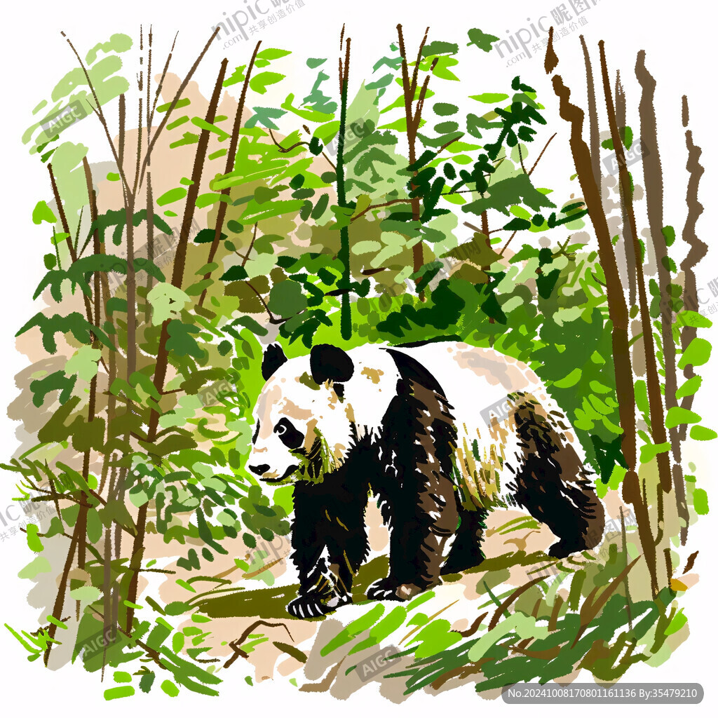 珍稀動(dòng)物熊貓插畫