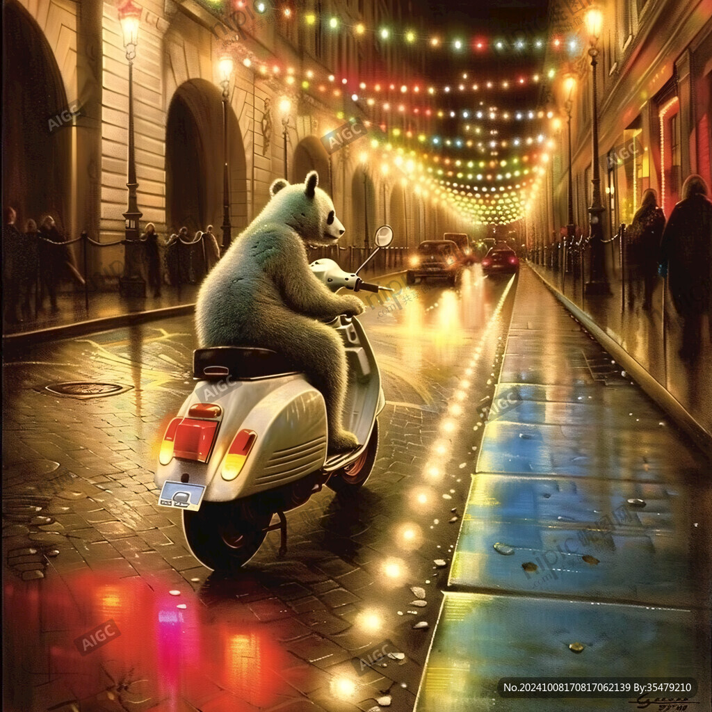 滑板車小熊