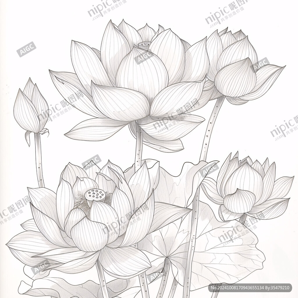 高清手繪蓮花