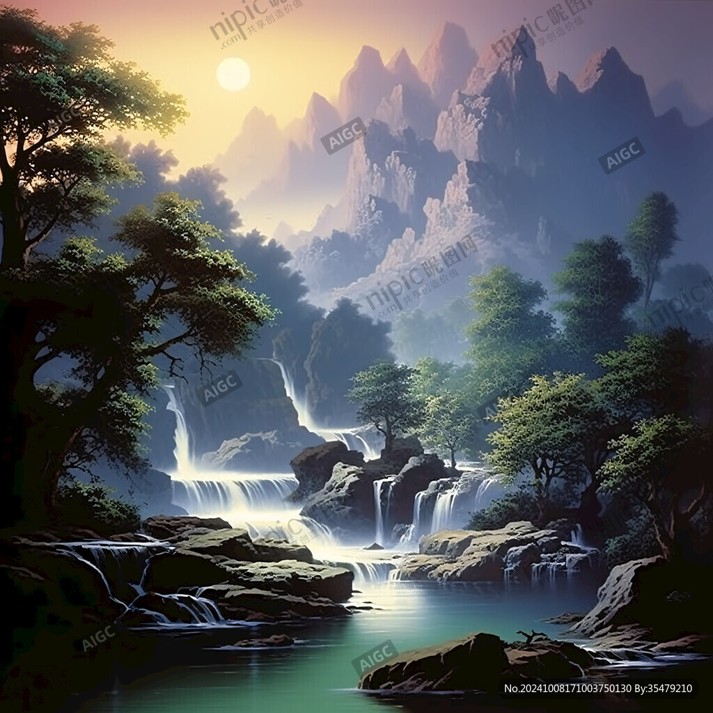 流水生財(cái)山水