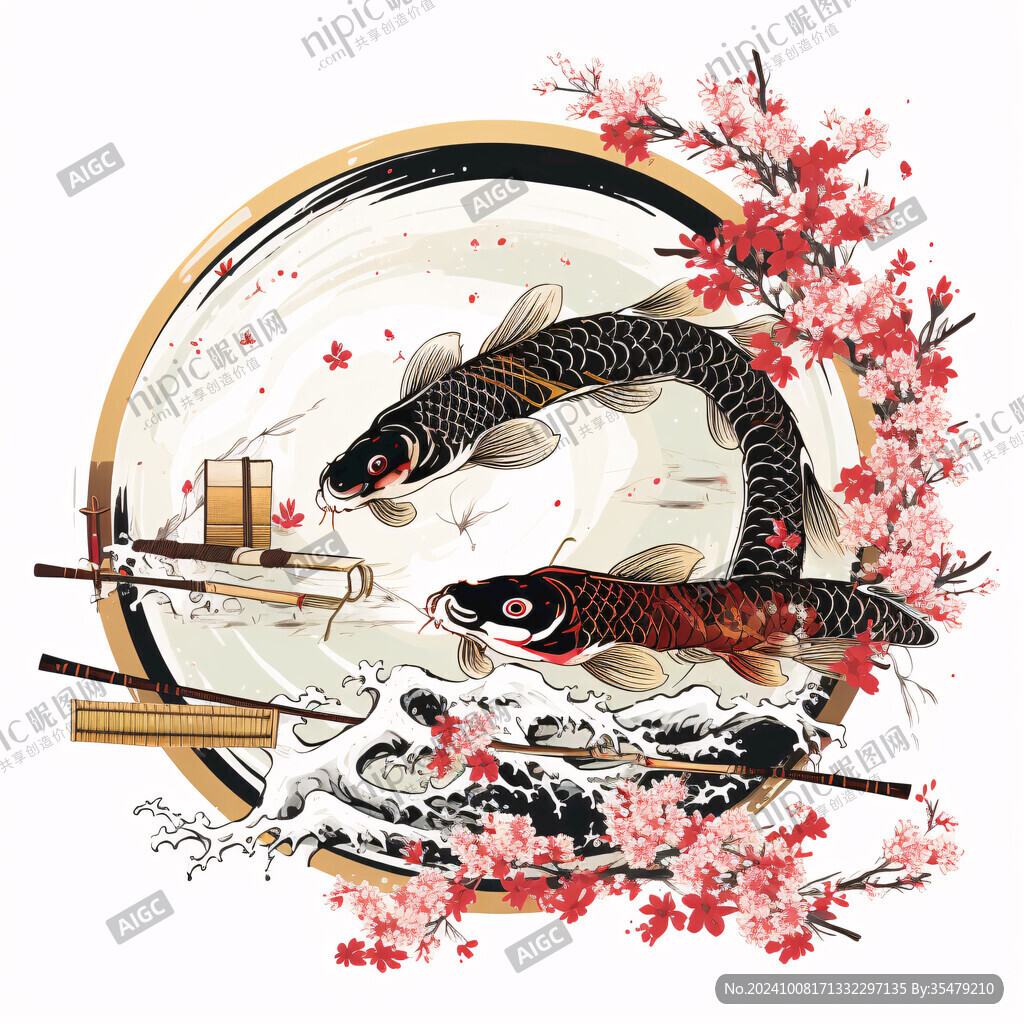 浮世繪日式料理繪畫