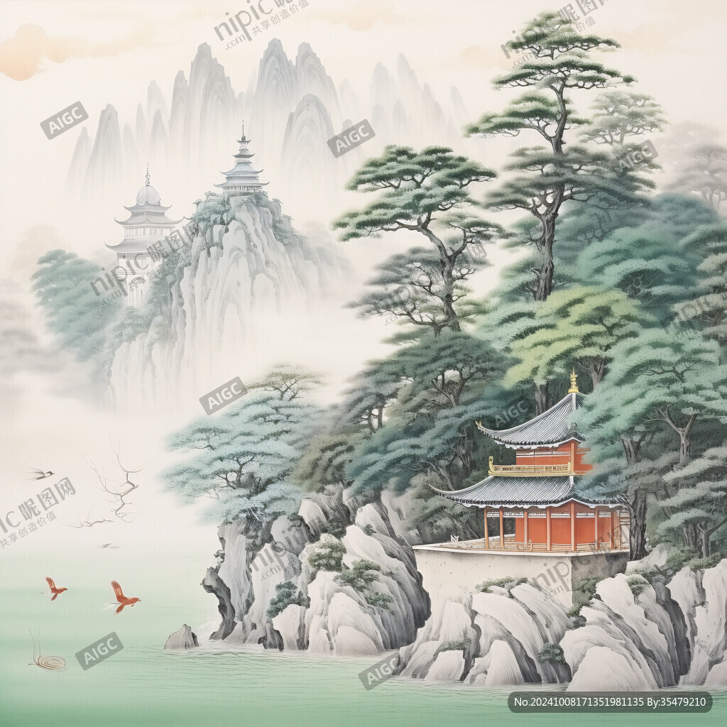 工筆迎客松