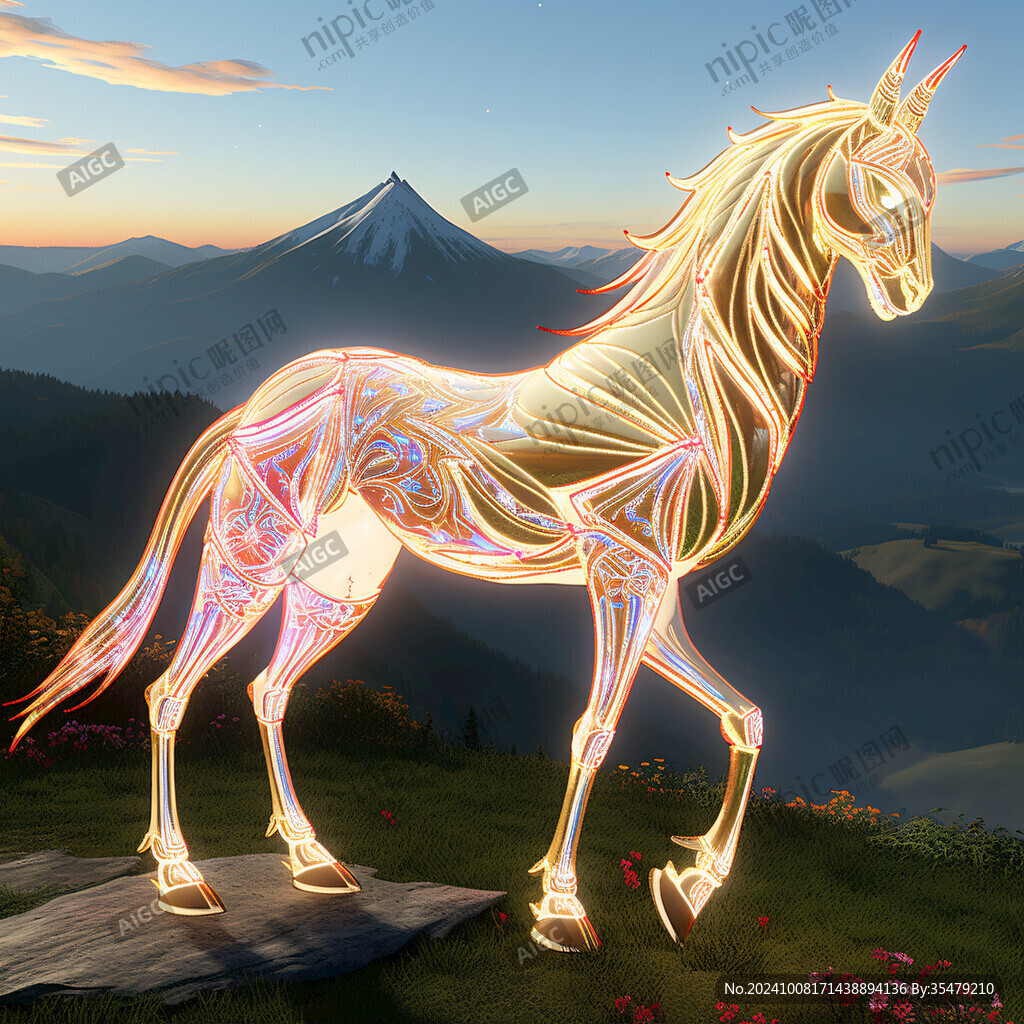 創(chuàng)意插畫金屬駿馬