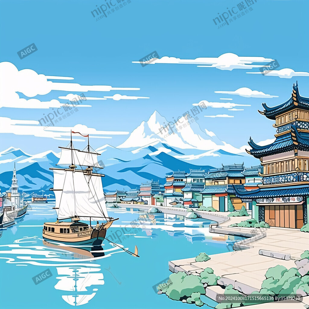 納西族城市插畫