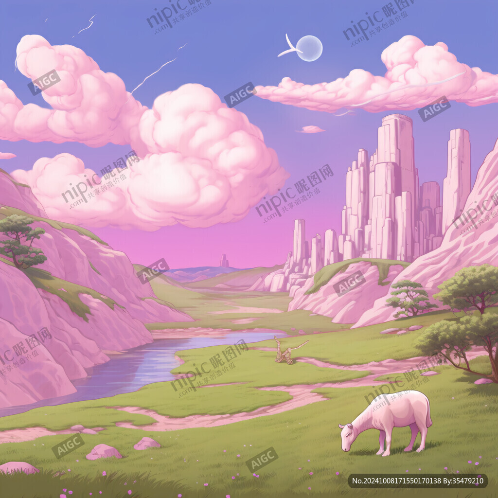 粉色奇幻超現(xiàn)實景觀