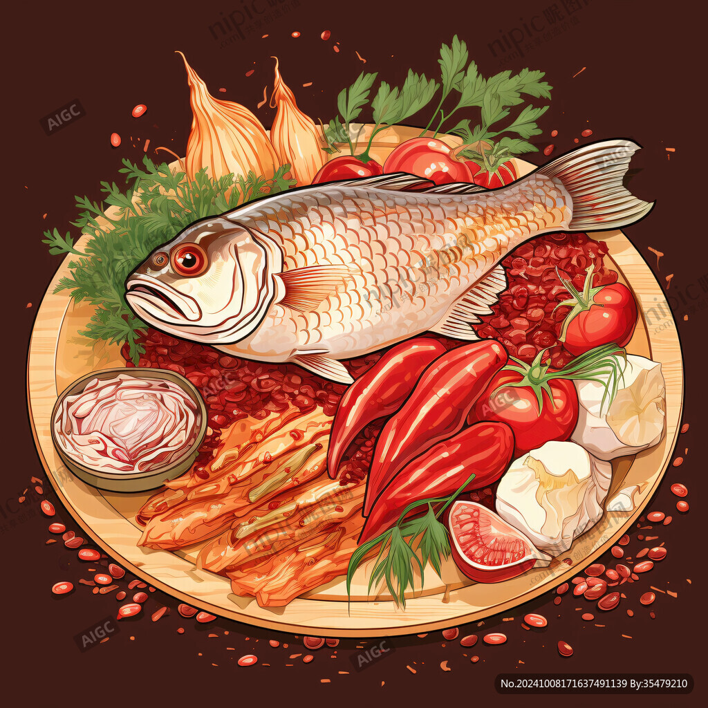 水煮活魚插畫
