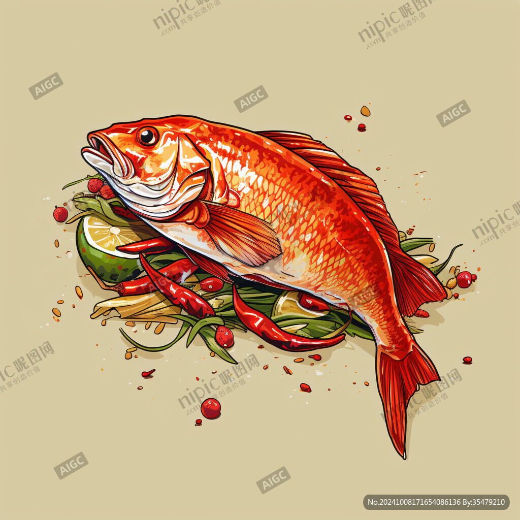 魚(yú)肉手繪插畫(huà)