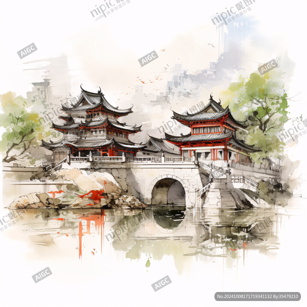 甲秀樓插畫