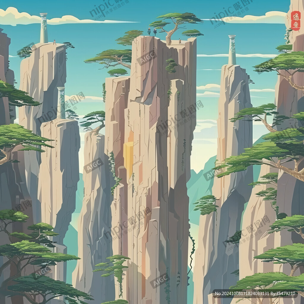 石林插畫宣傳素材背景