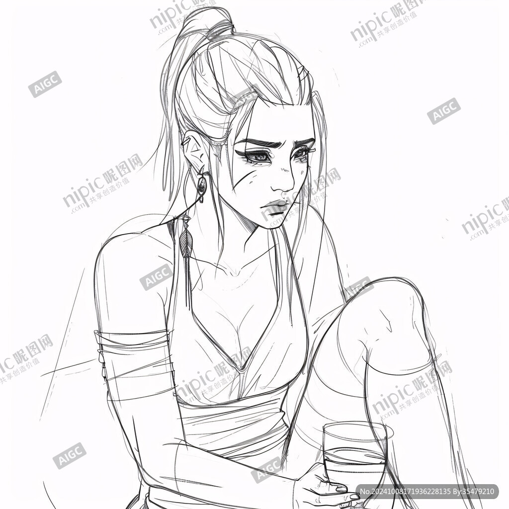 線稿蹲著
