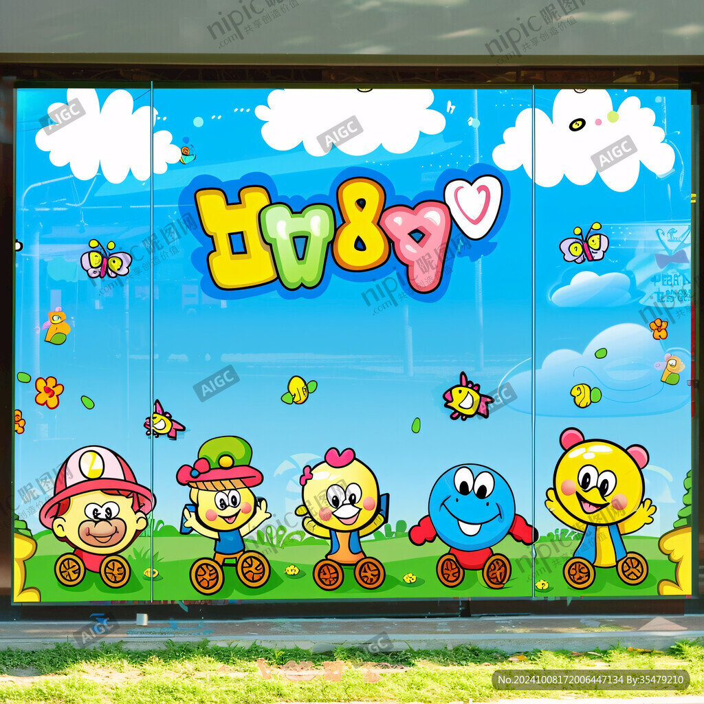 幼兒園玻璃門貼