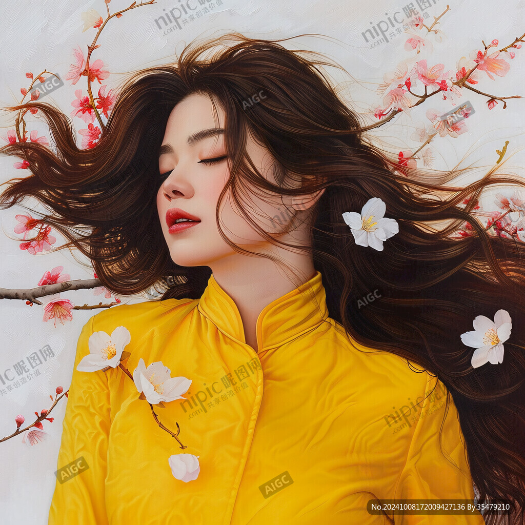 木棉花美女插畫