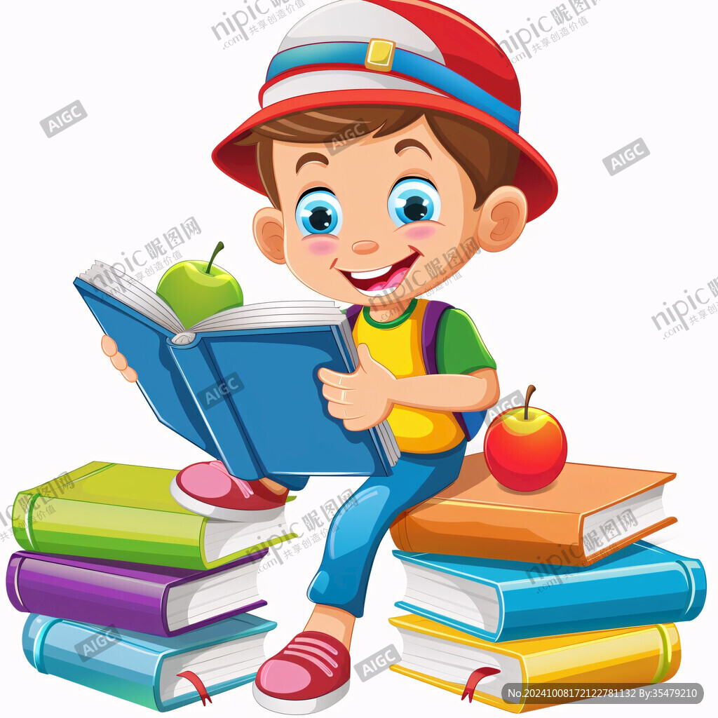 卡通讀書小孩
