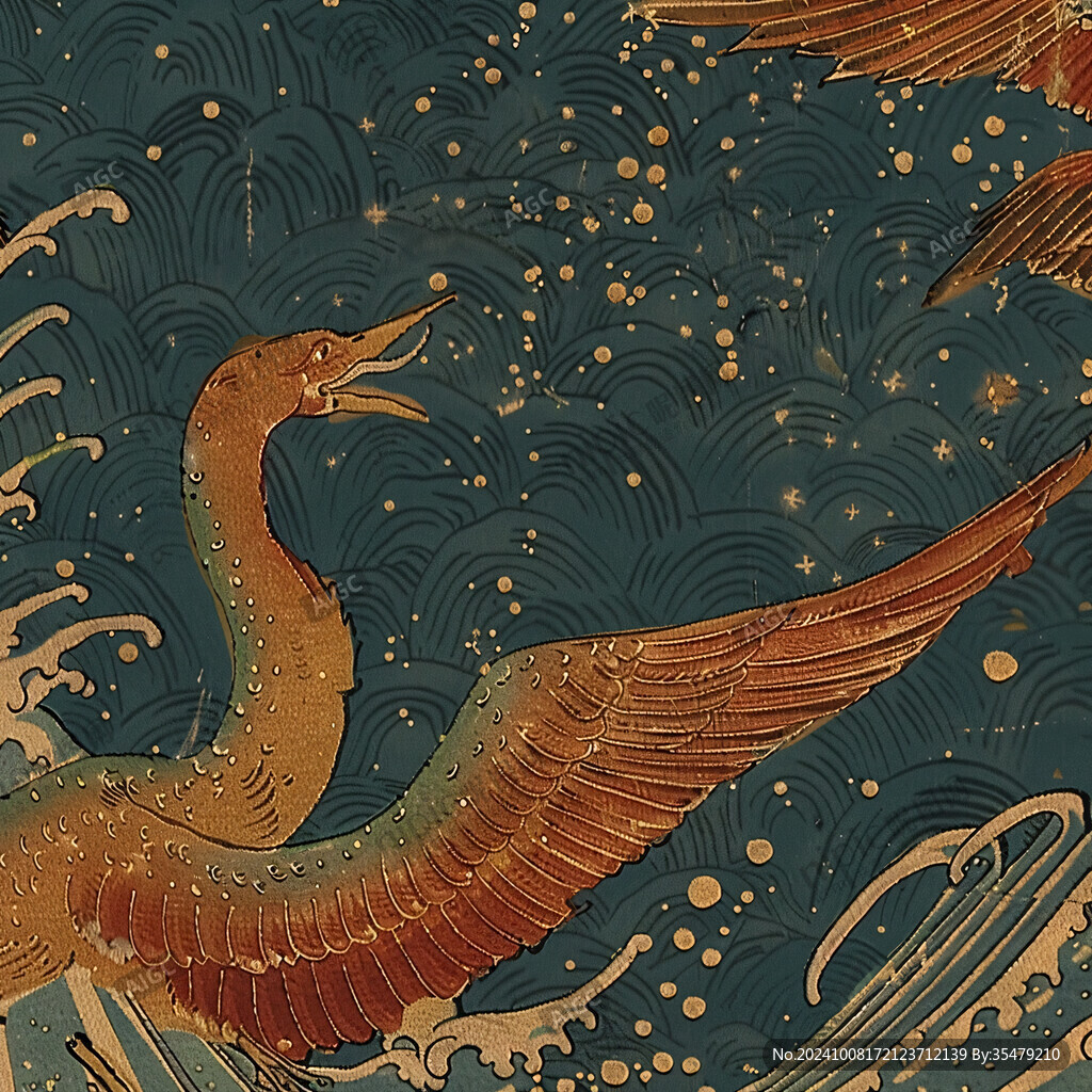 茶葉國潮插畫鳳凰