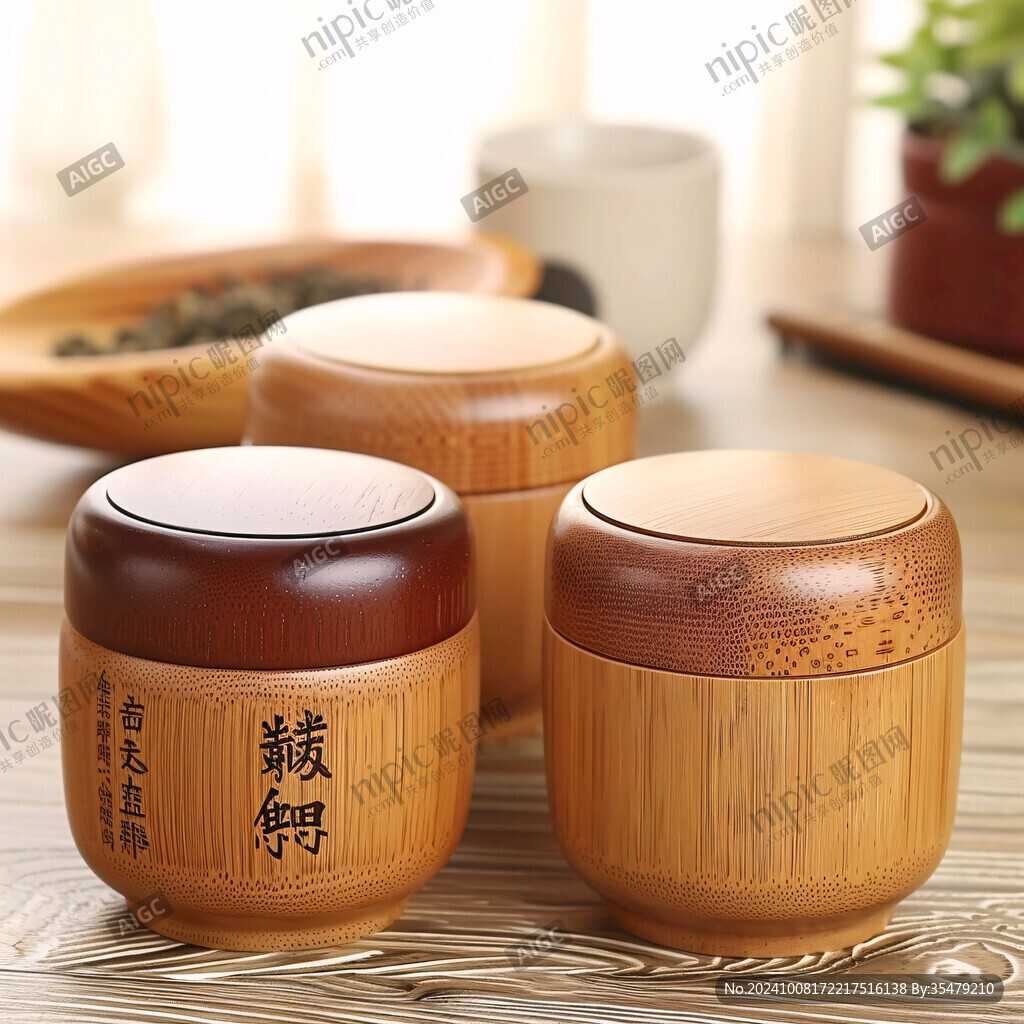 竹制手工茶罐