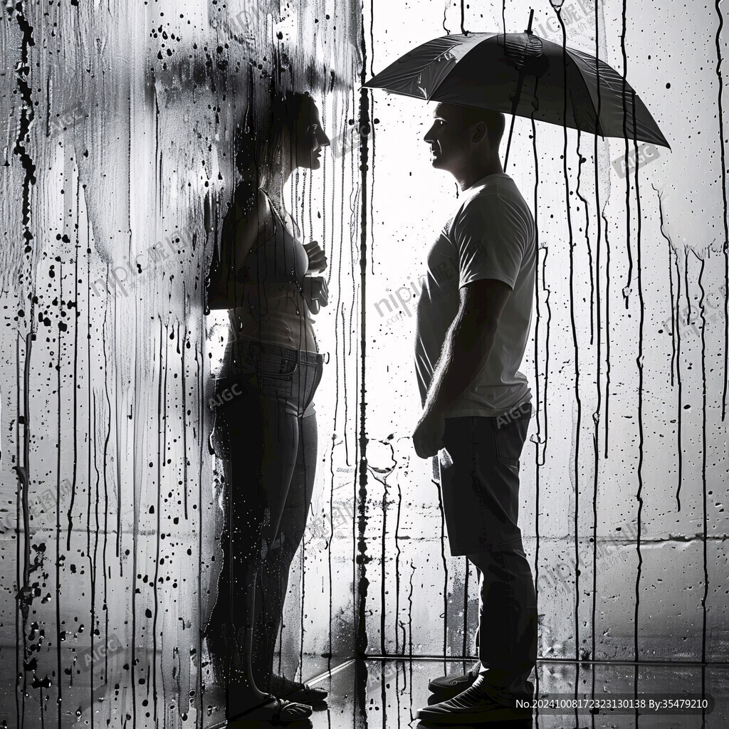 情侶擋雨