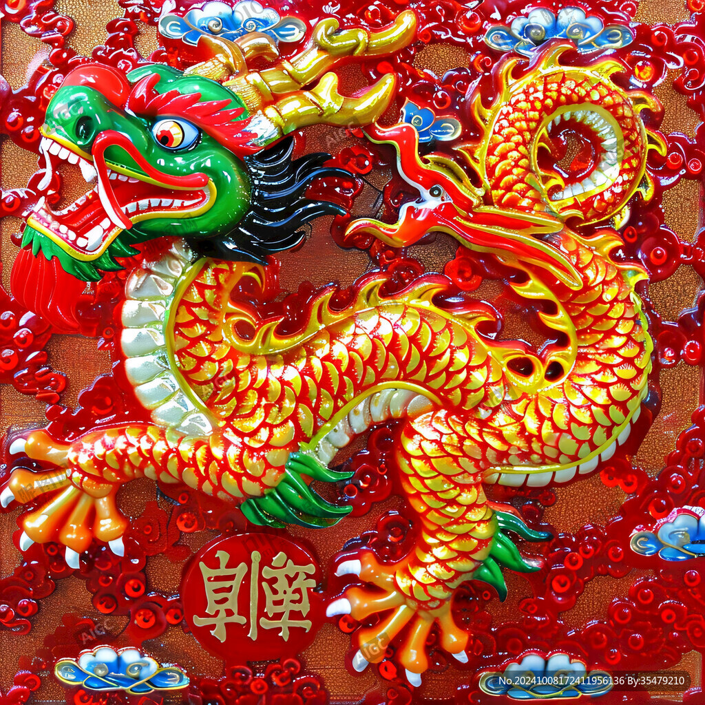 龍年立體窗貼
