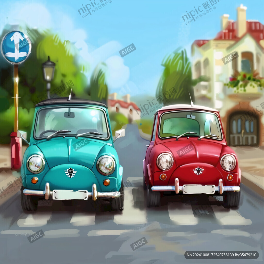 公路小汽車插畫